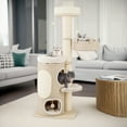 thumbnail image 2 of Demi Bonn 61" Cat Tree with Scratching Post, Cat Tower with with 2 Stoery Cat Condo and Top Perch, Multi-Platform Cat Tree House, Beige, 2 of 9
