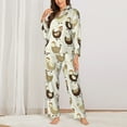 thumbnail image 2 of Pajama Sets for Women 2 Pcs, Cartoon Cute Chickens Button Down Long Sleeve Sleepwear Lounge PJ Sets, 2 of 6