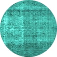 thumbnail image 1 of Ahgly Company Indoor Round Abstract Turquoise Blue Contemporary Area Rugs, 3' Round, 1 of 4
