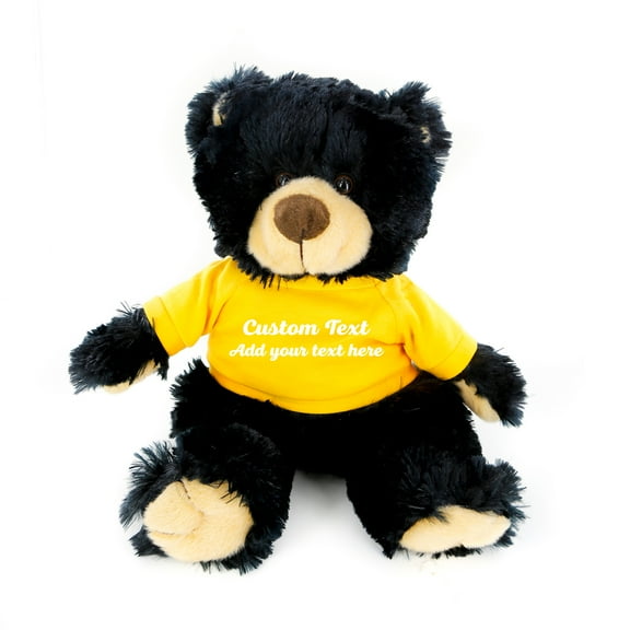 Plushland Noah Black Bear 12 Inch, Stuffed Animal Personalized Gift - Great Present for Back to School, Valentine Day, Graduation, Birthday,Anniversary, get Well,Christmas