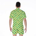 thumbnail image 2 of Green Geometric Cube Shape Pattern Short Sleeve Men'S Rompers Casual Summer Jumpsuits Outfit, 2 of 4
