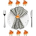 thumbnail image 2 of Fall Napkin Rings,Set of 6 Set for Dining Table - Golden Holder Rings Designed with Orange Maple Harvest Farmhouse Style for Thanksgiving Day Holiday Party Decor, 2 of 7