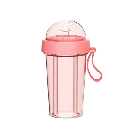 

A Cup Of Dual-use Children s Double Straw Water Cup Creative Double Sippy Drink Cup Coffee Mugs Double-Tube Opening Design Pink S