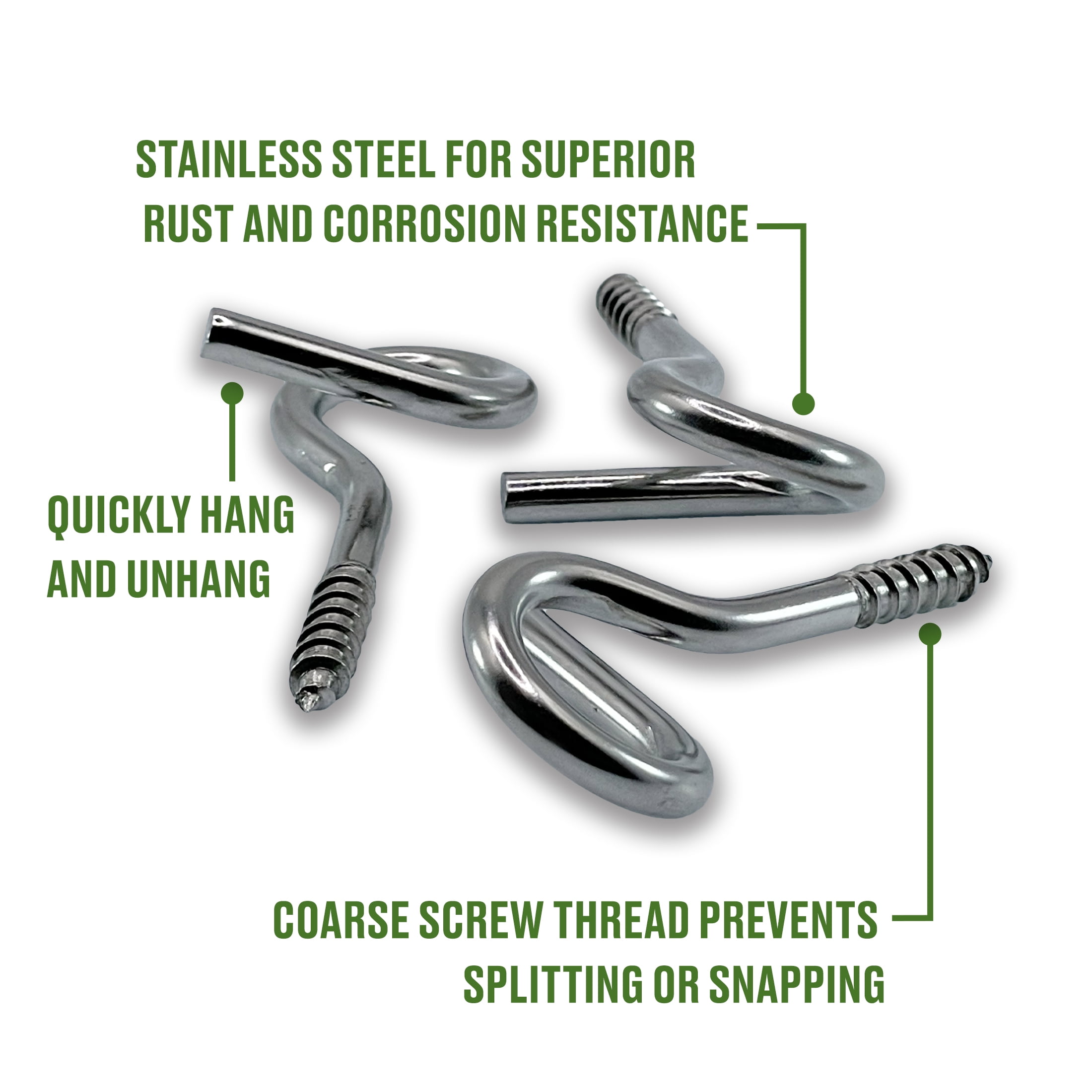 Hillman Quick Hanger Screw Eye, Outdoor, Stainless Steel, Stainless Steel, Silver, 12 set