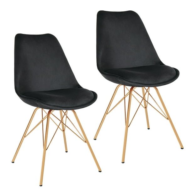 Duhome Dining Chairs Set Of 2 Pack Modern Velvet Accent Chair With Gold Metal Legs Base For Kitchen Dining Room Black Walmart Com Walmart Com