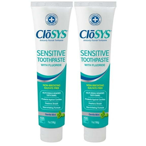CloSYS Fluoride Toothpaste, 7 Ounce, Gentle Mint, Whitening, Enamel Protection, Sulfate Free (Pack of 2)