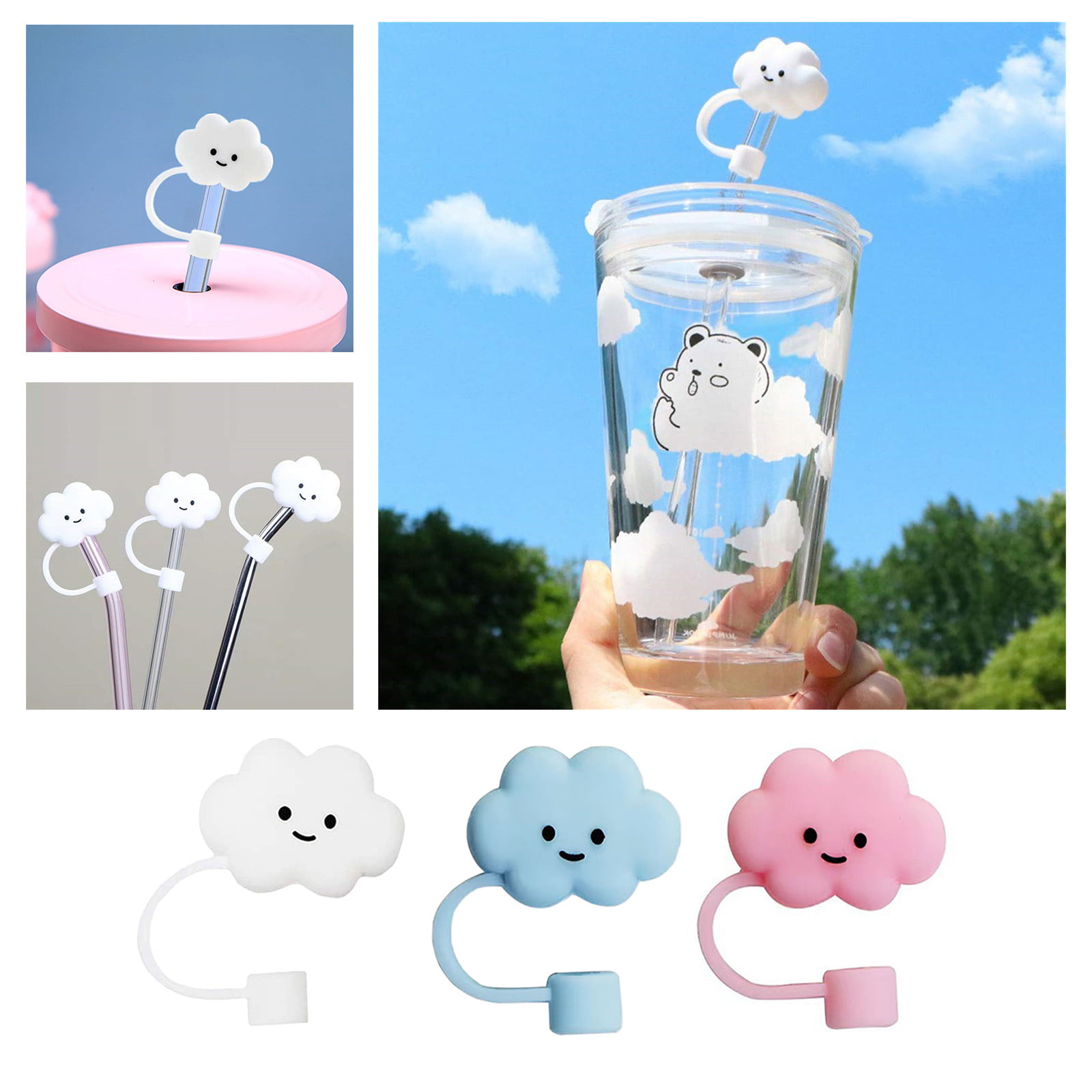 2pcs Cloud Straw Plug Reusable Drinking Dust Cap Silicone Tips For Metal Straws  Rubber Straw Tips Covers Protector Caps Toppers