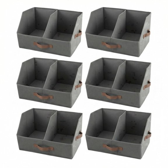 HOMELUX THEORY Trapezoid Storage Bin Dark Gray Medium Size 6piece Pack