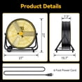 thumbnail image 6 of Osoeri 24 inch Industrial Drum Fan, 3 Speed ​​9460 CFM Heavy Duty Metal Cooling Floor Fan , 360° Tilt for Shop Outdoor, Patio, Warehouse, Commercial, Basement High Speed ​Fan, 6 of 9
