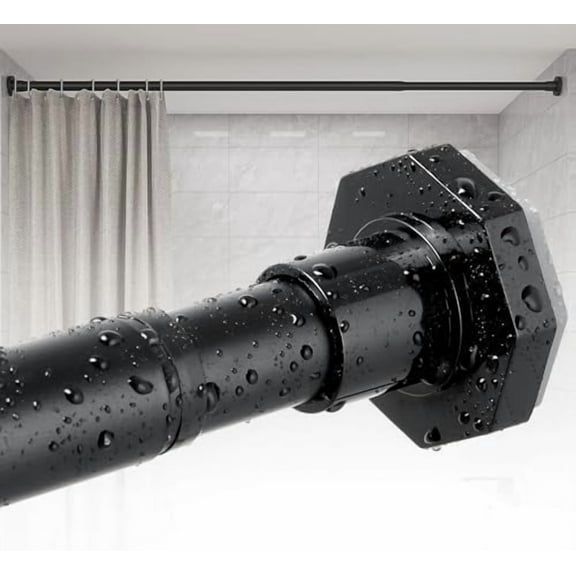 Tension Shower Curtain Rods No Drilling, 29 to 85 Inch, Spring Tension Curtain Rods for Windows, Adjustable Shower Rod for Bathroom, Heavy Duty Tension Rods Fits Various Wall Types, Black