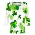 thumbnail image 5 of Meichang Hauts de la Saint-Patrick pour Femmes Liquidation Imprimé Trèfle Tee Tops Manches 3/4 Col Rond Coupe Ample Tee Shirts Chanceux Irlandais, 5 of 5