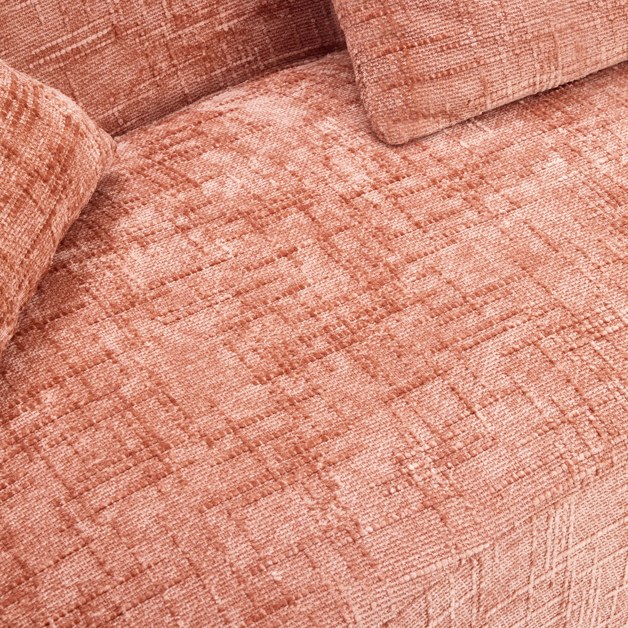 Curved Sofa, Pink Compressed Chenille Sectional with Soft Fabric and Foam Spring Support, Modern 109-Inch Multi-Seater for Apartment Living Room