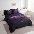 thumbnail image 3 of Homewish Gothic Purple Rose 7 Pieces Bedding Comforter Set For Teens Adults,Flowers Love Heart Full Bedding Set Lightweight,Black Spider Web Fitted Sheet Flat Sheet,Exotic Style Bedroom Decor, 3 of 8