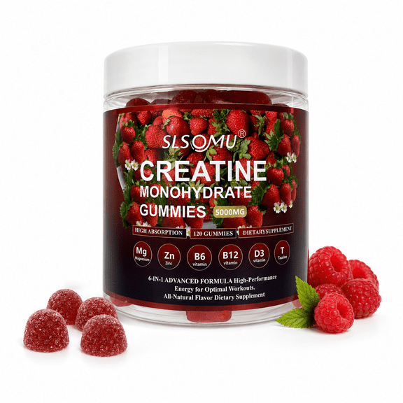 Slsomu Creatine Monoglycerides Gummies, 5000mg Per Serving, Strawberry Flavor, 110 Count, Vegan, Non-GMO, Pre-Workout Supplement for Men & Women