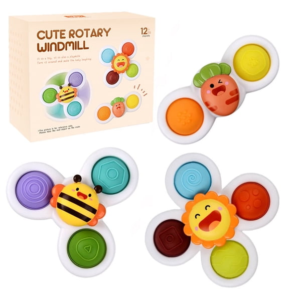 TEAMD Suction Cup Spinner Toys Baby Toys 12-24 Months Sensory Toys for Toddlers  Spinning Top Toy Bath Toys
