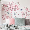 thumbnail image 5 of Calcomanía de pared con diseño de flor de cerezo, flores, pájaros rosados en una rama, pegatinas de pared para dormitorio, sala de estar, sofá, ventana, decoración de pared, 5 of 5