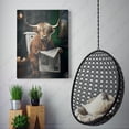 thumbnail image 2 of Highland Cow On The Toilet Reading The Newspaper Funny Bathroom Canvas Wall Art Print, 2 of 4