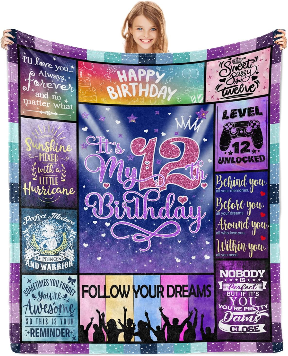  12th Birthday Gifts for Girls Happy Sweet 12 Blanket
