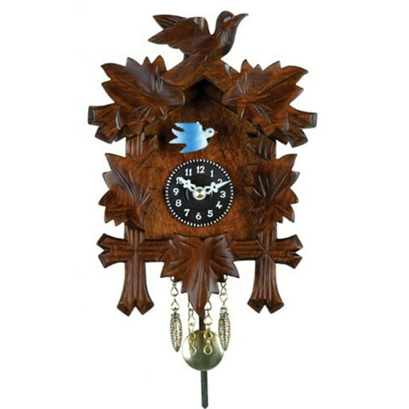 Quartz Novelty Clock - Five Leaves & One Bird with Moving Blue Bird