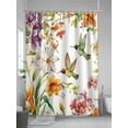 thumbnail image 5 of Shower Curtains Watercolors Bird Flowers Bath Curtain Orange Floral Leaf Waterproof Bathroom Shower Curtain Set with Hooks Decoration 72 x 84 Inches, 5 of 7