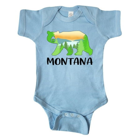 

Inktastic Montana Lake and Trees in Bear Silhouette Gift Baby Boy or Baby Girl Bodysuit