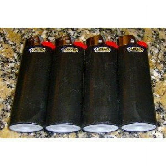Lot of 4 Bic Ebony Jet Black Full Size Lighters New