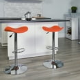 thumbnail image 2 of Flash Furniture Jefferson 2 Pk. Contemporary Orange Vinyl Adjustable Height Barstool with Wavy Seat and Chrome Base, 2 of 8