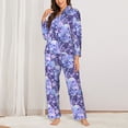 thumbnail image 2 of KLL flower crystal Skull Print Women's Long Sleeve Pajamas with Pants Sleepwear Loungewear 2 Set-X-Large, 2 of 7