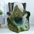 thumbnail image 4 of Island Soft Flannel Fleece Blanket, Landscape of Majestic Cliff in Philippines Wild Hot Nature Resort Off Picture, Cozy Plush for Indoor and Outdoor Use, 50" x 70", Green Brown Blue, by Ambesonne, 4 of 5