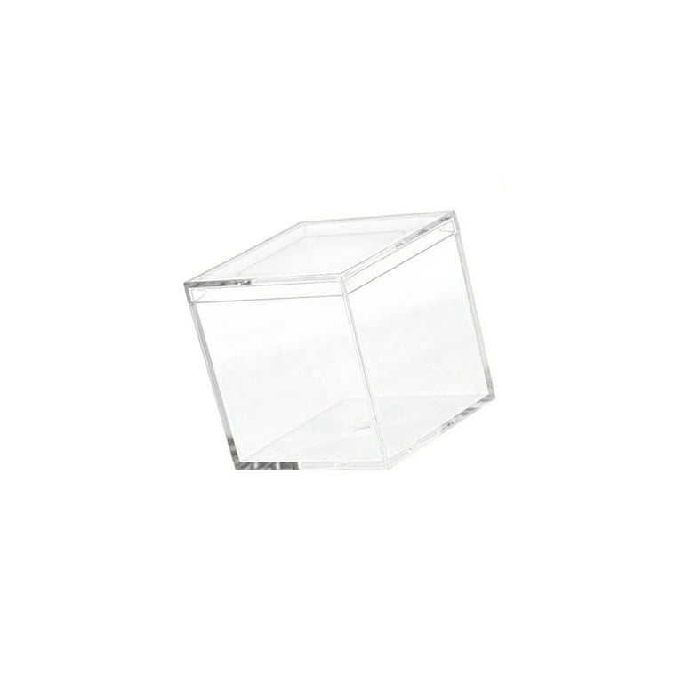 LOVPLAY Clear Acrylic Box Plastic Square Cube 4 Pieces Mini Jewelry Storage  Box Small Square Cube Containers with Lid Acrylic Decorative Boxes