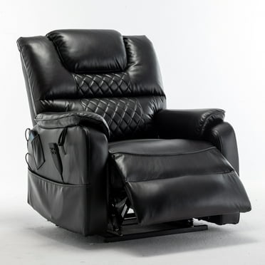LEGAHOME Lift Chair with Heated and Massage Functions, Extended Fabric Lift Recliner Relax Sofa with 2 Remotes and 2 Side Pockets, Electric Power Lounge Chiar for Elderly Seniors, Black