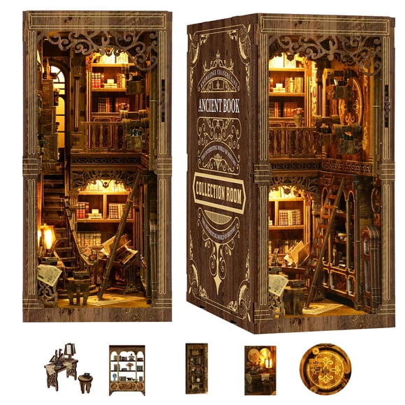 Kit DIY de rincón de libros 3D de madera 3DVASE con luz LED