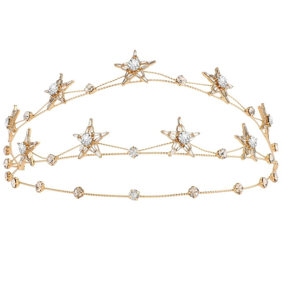 IBASETOY 1Pcs Tiaras For Women Star Shaped Bridal Wedding Party Headpiece With Rhinestones Golden 15.00X13.00X5.00Cm