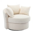thumbnail image 4 of Swivel Barrel Chair Modern Accent Sofa Lounge Club Round Modern Leisure Chair, with 3 Pillows, for Hotel Living Room Bedroom Reading Room Home Office, Ivory, 4 of 7