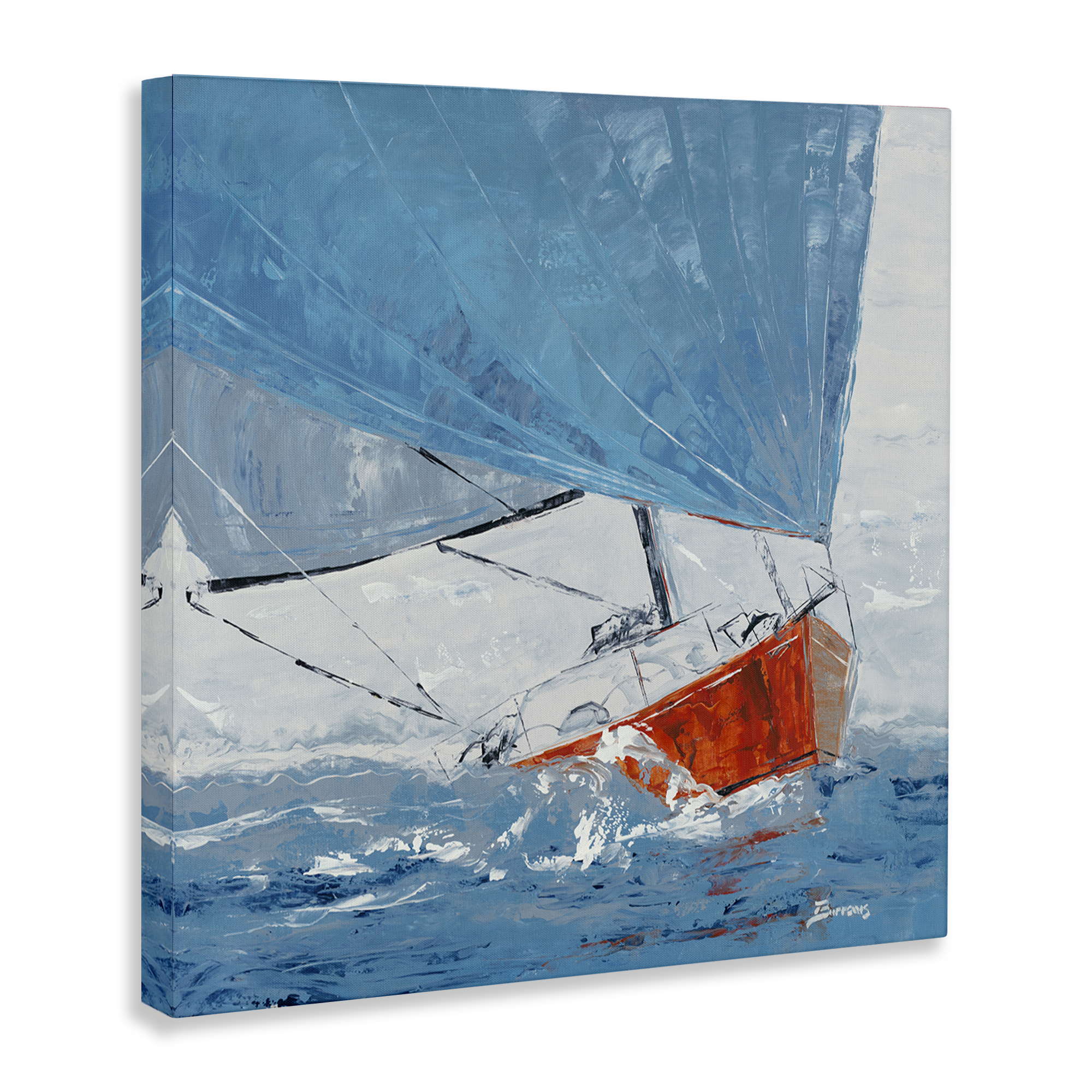 Stupell Industries Crashing Waves Against Boat Nautical & Beach Painting Wrapped Canvas Art Print Wall Art, 17 x 17