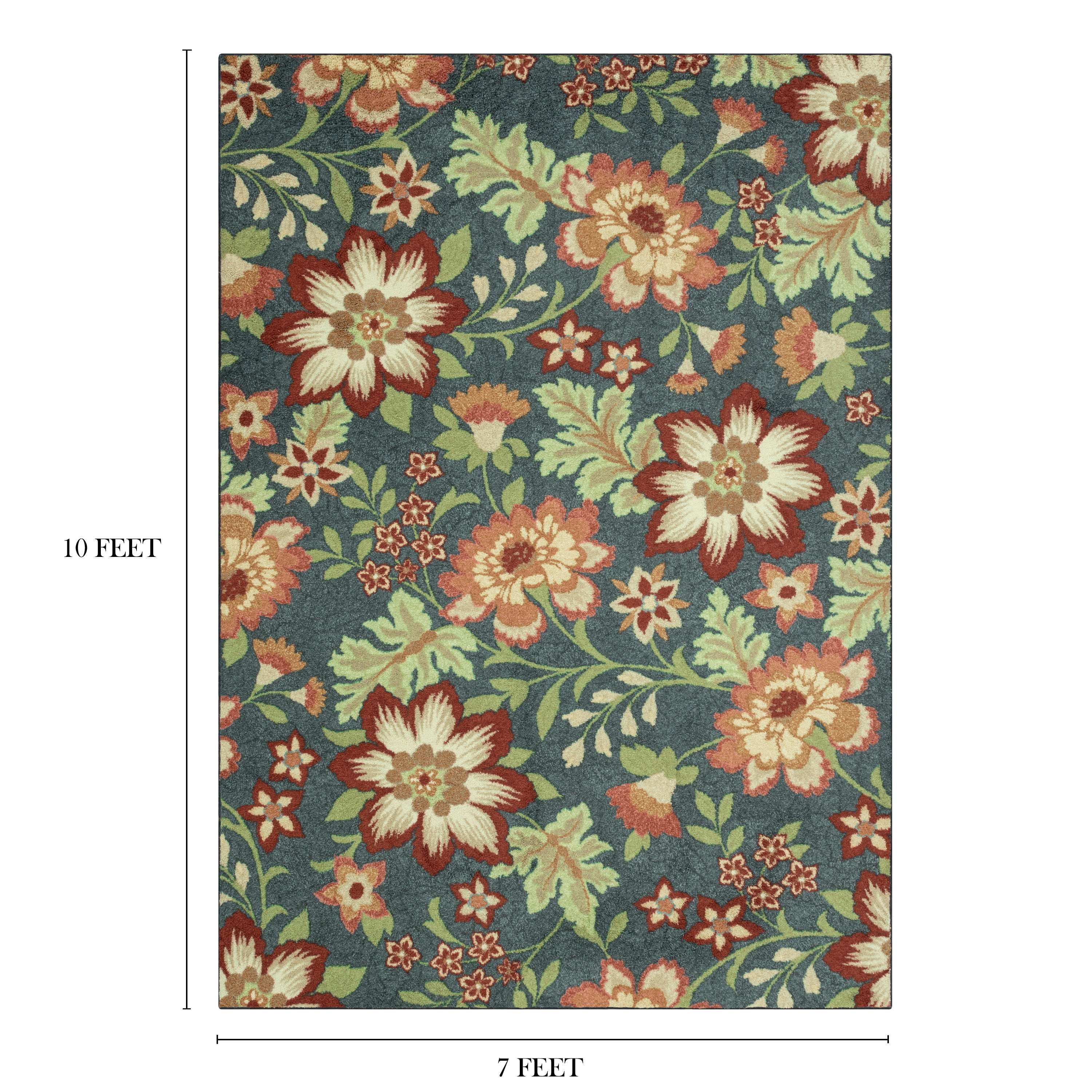 (2 pack) Mainstays Farmhouse Oversized Floral Teal Multicolor Indoor Area Rug, 7' x 10'