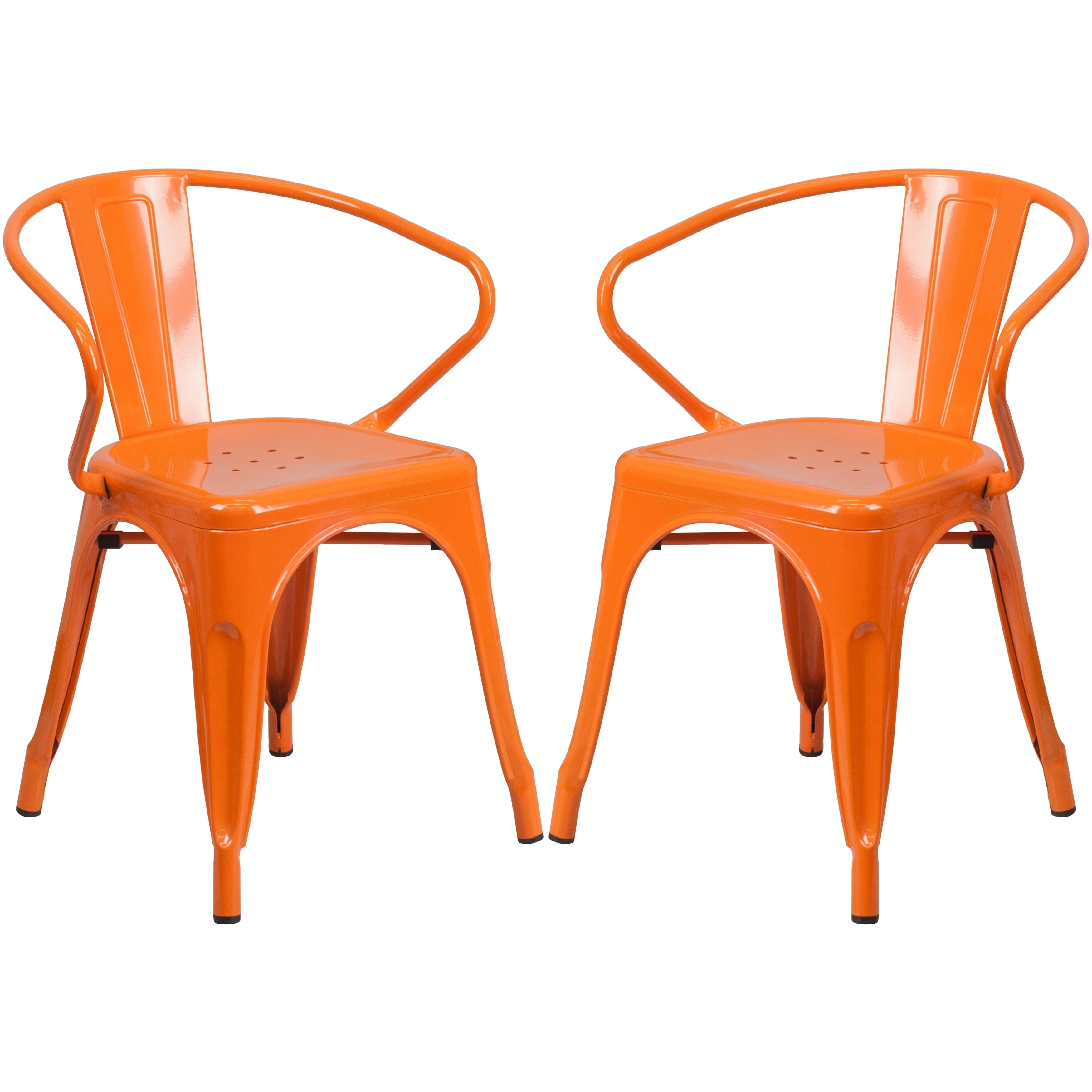 A Line Furniture Orange Galvanizedmetal Integrated Arm Chairs 2 Chairs