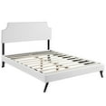 thumbnail image 3 of Modern Contemporary Urban Design Bedroom Full Size Platform Bed Frame, Faux Vinyl Leather, White, 3 of 7