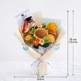 thumbnail image 2 of Graduation Crochet Bouquet with Sunflower & Grad Doll, Handmade Knit Floral Gift for High School/College Graduation, Classmates, Friends,Light Blue, 2 of 5