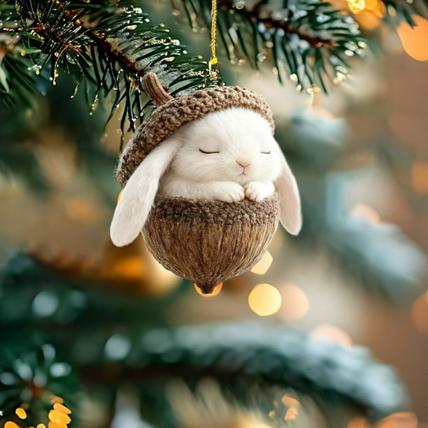 Lekihaqq Forest Animal Christmas Ornaments, Acrylic Tree Decorations, Holiday Decor, Festive Animal Print Ornaments, Woodland Theme Christmas Decor, Wildlife Holiday Tree Hanging Decorations