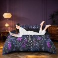 thumbnail image 3 of Homewish Purple Moon Sun Duvet Cover Queen, Hippie Leaves Flowers Queen Bedding, Black Reversible 3 Pieces, 1 Duvet Cover and 2 Pillowcases, 3 of 6