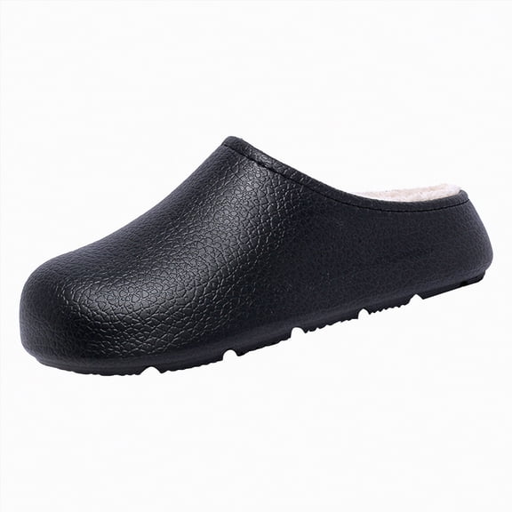 enyan Women's Indoor Bedroom Slipper , Gift for Women, Wool-Like House Shoe with Anti-Skid Rubber Sole for Ladies Woman'S Slippers Black Size 6-6.5