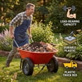 thumbnail image 3 of PYY Heavy Duty Two-Wheel Wheelbarrow Garden Cart, Dual Tire Utility Yard Cart with Durable Poly Tray & Steel Frame, Multi-Purpose Hauling Tool for Lawn, Farm, and Landscaping, Red, 3 of 6