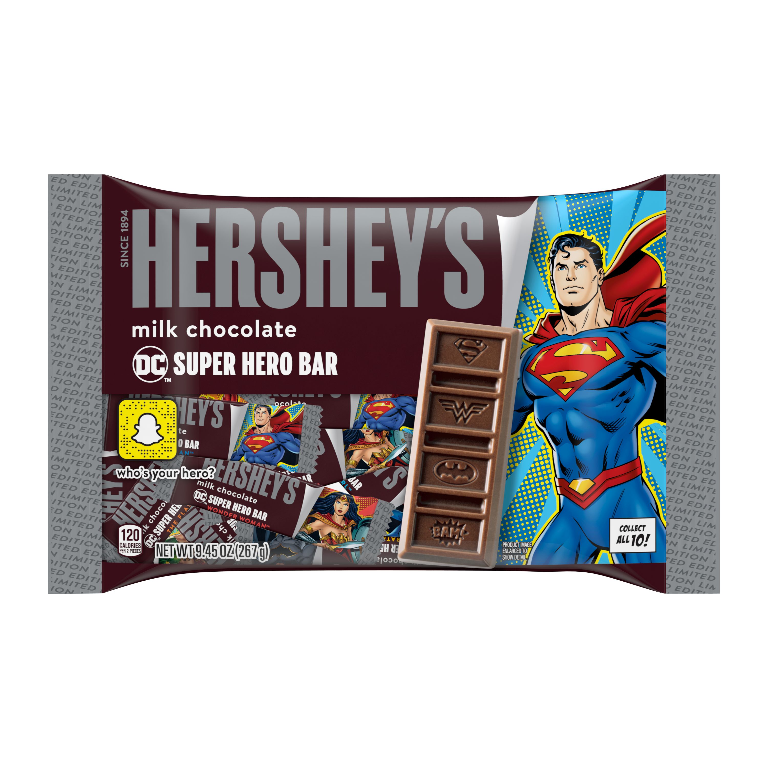 HERSHEY'S, Milk Chocolate DC Super Hero Snack Size Candy Bars