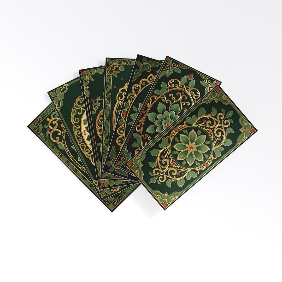 16Pcs Foaming Board Vinyl Tiles Stickers Wall Decals 8" x 4" Green Gold Flowers Pattern Waterproof Peel and Stick Backsplash Mural