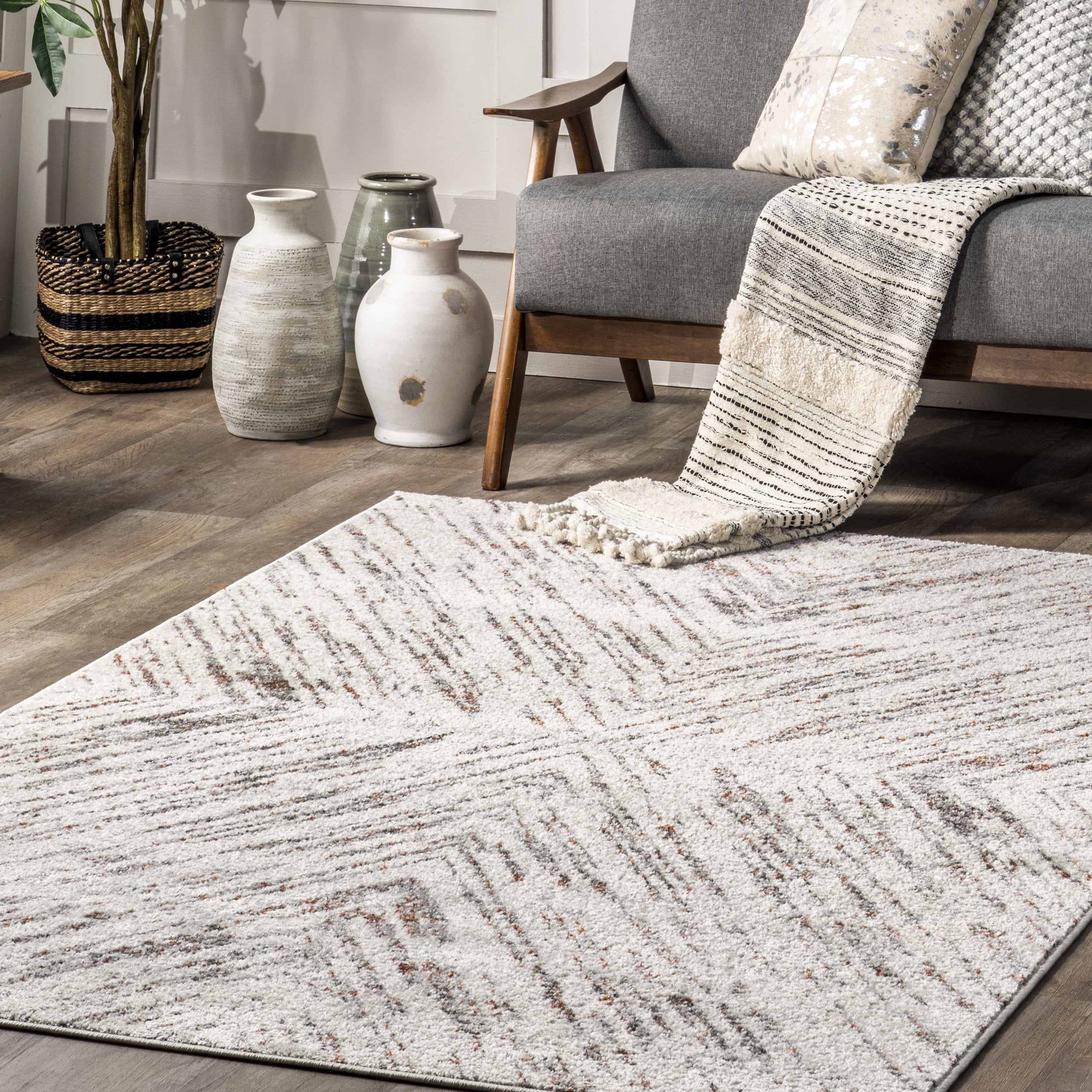 nuLOOM Annalisa Contemporary Cross Area Rug, 8' x 10', Light Gray