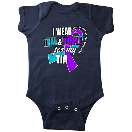 

Inktastic Suicide Prevention I Wear Teal and Purple for My Tia Gift Baby Boy or Baby Girl Bodysuit