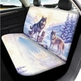 thumbnail image 3 of Uorisanigo Wolf Snow 14 Pieces Auto Seat Cover Car Steering Wheel Cover Cars Headrest Cover and Car Armrest Cover Water Cup Pad Auto Seat Belt Cover Keychain Anti-slip Elastic Fit Cars,SUVs, 3 of 6