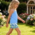 thumbnail image 6 of Amidoa Girls Summer 2 Piece Outfits Floral Cute Tank Top and Casual Shorts Kids Clothing Blue Size 4T, 6 of 7