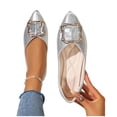 thumbnail image 4 of Miluxas Women's Flats, Foldable Ballet Flats for Women, Fashion Buckle Pionted Toe Comfort Light Weight Slip-On Dress Shoes Silver 9.5(43), 4 of 9